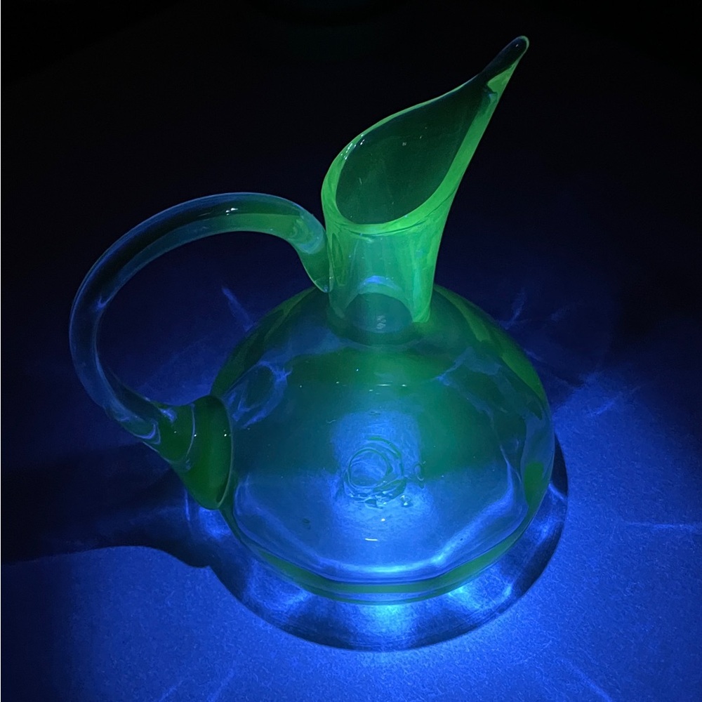 MCM Rainbow Glass #797 Admiral Panel Pitcher Light Purple Applied Handle‎